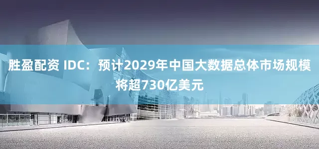 胜盈配资 IDC：预计2029年中国大数据总体市场规模将超730亿美元