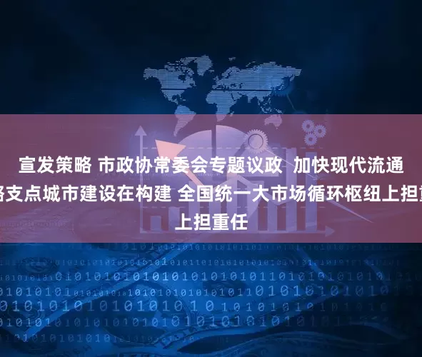 宣发策略 市政协常委会专题议政  加快现代流通战略支点城市建设在构建 全国统一大市场循环枢纽上担重任